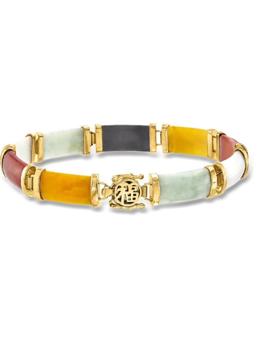 Elegant Jade Bracelet in 18kt Gold Over Sterling - Good Fortune Charm Jewelry